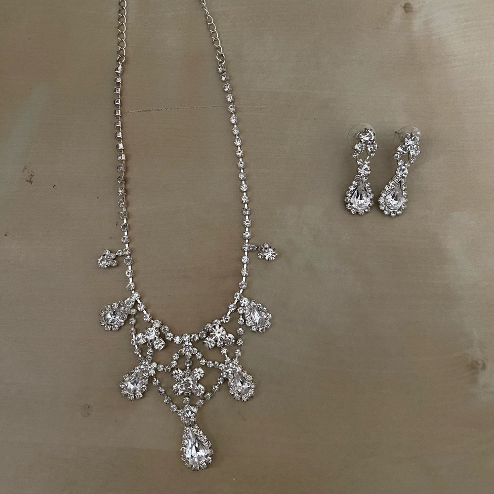 Rhinestone Necklace and earring set